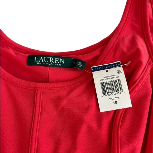 Lauren Ralph Lauren Stretch Skater Style Ponte Dress Sz 10 Crazy Coral NWT - Picture 3 of 7